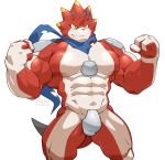  abs absurd_res andromorph anthro bandai_namco betelgammamon biceps bulge digimon hi_res intersex maldu male muscular muscular_anthro muscular_male pecs simple_background solo 