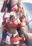  1girl absurdres bangs blush breasts commentary_request eyebrows_visible_through_hair eyelashes eyepatch eyes_visible_through_hair hair_between_eyes hair_ornament hat highres hololive houshou_marine large_breasts long_hair looking_at_viewer pink_hair pirate pirate_hat solo tsurupy virtual_youtuber 