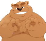  0ottotto0 2022 4_fingers anthro belly big_belly brown_body brown_fur brown_nose fingers fur hi_res humanoid_hands kemono male mammal moobs nipples overweight overweight_male simple_background solo ursid 