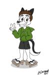  2017 anthro artist_name asian_clothing black_body black_fur bottomwear brown_eyes brown_hair canid canine canis clothing digital_media_(artwork) domestic_dog doritohead east_asian_clothing feet fingers footwear fur genji_inuyuki gesture geta hair hand_in_pocket hi_res hoodie husky hybrid japanese_clothing long_tail looking_at_viewer male mammal multicolored_body multicolored_fur nordic_sled_dog pockets short_hair shorts signature simple_background smile solo spitz standing teeth toes topwear two_tone_body two_tone_fur v_sign white_background white_body white_fur wolf 