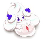  alcremie anus blue_eyes blush female food food_creature genitals hi_res minami_(artist) nintendo pok&eacute;mon pok&eacute;mon_(species) presenting presenting_pussy pussy simple_background spread_pussy spreading uncensored video_games white_background white_body 