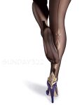  1girl absurdres artist_name black_legwear feet feet_up genshin_impact high_heels highres keqing_(genshin_impact) keqing_(opulent_splendor)_(genshin_impact) legs lower_body no_shoes pantyhose simple_background soles sunday322 toes white_background 