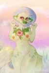 anthro areola belsnep breasts clothing cloud digital_media_(artwork) eyelashes female fur genitals grass green_body green_fur hat hat_only headgear headgear_only headwear headwear_only hi_res looking_at_viewer mostly_nude navel nintendo nipples outside pink_areola pink_nipples pink_nose plant pok&eacute;mon pok&eacute;mon_(species) pussy red_eyes rosie_(ahawk95) shaded sky solo sprigatito video_games 