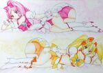  cure_blossom cure_sunshine heartcatch_precure! inunekochan older precure traditional_media watercolor_pencil_(medium) 