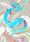  akadako animal_focus bright_pupils commentary_request dated_commentary dragonair full_body gem head_wings highres no_humans one-hour_drawing_challenge partial_commentary pokemon pokemon_(creature) rainbow red_eyes red_gemstone solo white_pupils wide-eyed 