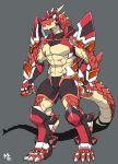  anthro armor claws dragon male musou_luf red_body scalie simple_background solo 