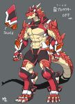  anthro armor dragon english_text japanese_text male musou_luf red_body scalie solo text 
