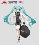  1girl :d aqua_eyes aqua_hair bag bangs bare_legs biker_clothes black_footwear black_gloves bottle breasts character_name clothes_writing company_name covered_navel eyebrows_visible_through_hair fingerless_gloves full_body gloves goodsmile_racing grey_background grin hatsune_miku headgear holding holding_bag holding_bottle jacket jacket_on_shoulders kneehighs long_hair looking_at_viewer medium_breasts neco official_art open_clothes open_jacket parted_lips racing_miku short_sleeves simple_background smile solo standing twintails very_long_hair white_footwear white_jacket 