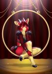  2022 amy_del_(nicoya) anthro biped black_hooves breasts cervid cloven_hooves deerstail female fur hair hi_res hooves mammal red_body red_fur red_hair sitting solo 