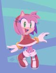  2022 accessory amy_rose anthro blush boots clothing eulipotyphlan female fingers footwear gabs-sam gloves green_eyes hair_accessory hairband handwear hedgehog hi_res mammal open_mouth open_smile sega signature smile solo sonic_the_hedgehog_(series) 