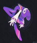  1other androgynous ballet bent_over bodysuit dark_background dynamic_pose flying gloves hat highres jessica_mcginnis jester jester_cap long_sleeves looking_at_viewer nights_(character) nights_into_dreams open_mouth sega simple_background solo surprised vest white_gloves 
