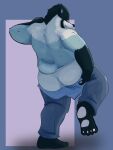  2022 anthro badger butt clothing dippubear hi_res male mammal mustelid musteline overweight overweight_male simple_background solo underwear undressing 