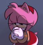  accessory amy_rose anthro bodily_fluids bracelet clothing crying dress eulipotyphlan female fiinel gloves green_eyes grey_background hair handwear headband hedgehog jewelry mammal pink_body pink_hair praying sega simple_background solo sonic_the_hedgehog_(series) tears 