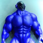  abs alien anthro armor biceps blue_body headgear helmet hi_res hyper male muscular muscular_anthro muscular_male nighdruth nipples not_furry nude pecs simple_background solo thick_thighs tritan_nighdruth 