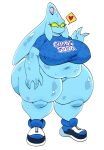  &lt;3 belly big_belly big_breasts blue_body bottomless brain breasts chaos_(sonic) clothed clothing crossgender elemental_creature elemental_humanoid english_text female footwear goo_creature green_eyes hi_res huge_breasts huge_thighs humanoid mouthless navel nipple_outline organs overweight overweight_female overweight_humanoid sega shirt shoes sneakers solo sonic_adventure sonic_the_hedgehog_(series) sssonic2 text text_on_clothing text_on_shirt text_on_topwear thick_thighs topwear water water_creature 