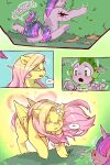  cold-blooded-twilight comic dialogue dragon english_text equid equine eyes_closed feathers female feral fluttershy_(mlp) friendship_is_magic hair hasbro hi_res horn male mammal my_little_pony pegasus pink_hair spike_(mlp) text twilight_sparkle_(mlp) unicorn wings yellow_body yellow_feathers 