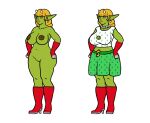  arcnod blonde_hair courtney_(arcnod) female goblin green_body green_skin hair hi_res humanoid jewelry nude solo standing 