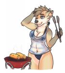  anthro barbecue big_breasts breasts canid canine canis clamp clothing corn cutlery domestic_dog ear_piercing female food frankie_(spoonyfox) fur glacebon hi_res kitchen_utensils mammal nipples piercing plant shirt simple_background solo spoon spoonyfox tools topwear translucent translucent_clothing wet wet_clothing wet_shirt wet_topwear 