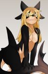  after_transformation anthro black_body blonde_hair breasts clawed_fingers countershading female fin fish hair hi_res human_skin looking_at_viewer marine marisa_kirisame medium_breasts nipples nude shark simple_background solo syo_you9 touhou video_games yellow_eyes 