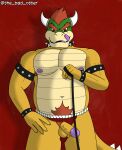  anthro asian_clothing balls bodily_fluids bowser clothing collar cuff_(restraint) dripping east_asian_clothing first_person_view fundoshi genital_fluids genitals hi_res horn japanese_clothing leash leashed_pov leather leather_cuffs male mario_bros muscular nintendo nipples penis precum precum_drip pubes restraints slightly_chubby solo the_bad_otter_(artist) tongue tongue_out underwear video_games 
