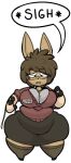  2019 anthro big_breasts bottom_heavy breasts brown_hair cervid clothing digital_media_(artwork) ellie_(maddeku) eyewear female glasses hair hi_res huge_hips huge_thighs legwear maddeku mammal overweight overweight_female solo sound_effects speech_bubble thick_thighs thigh_highs uniform wide_hips 