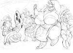  anthro avian big_breasts biped black_and_white breasts cleavage clothed clothing curvy_figure dancing female fully_clothed group huge_breasts larger_female line_art male monochrome musical_instrument non-mammal_breasts obese obese_anthro obese_female ornith_(murrfur) overweight overweight_anthro overweight_female reptile scalie sitting size_difference sketch smaller_male stitches_(murrfur) thick_thighs vdisco voluptuous warhammer_(franchise) wide_hips yanya_(vdisco) 