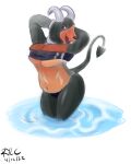  anthro belly breast_squish breasts canid canine canis clothing domestic_dog dynamitegrizzly_(artist) female gris_swimsuit houndoom mammal meme meme_clothing nintendo one-piece_swimsuit pok&eacute;mon pok&eacute;mon_(species) pose solo squish swimwear translucent translucent_clothing translucent_swimwear video_games water 