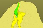  anthro belly dinosaur egg female feral green_belly hay hi_res oviposition reptile scalie solo yellow_body 