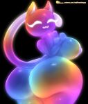  anthro big_breasts big_butt breasts butt domestic_cat eyes_closed felid feline felis female hi_res looking_back mammal multicolored_body nipples rainbow_(sadflowerhappy) rear_view sadflowerhappy solo wide_hips 