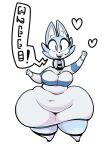  &lt;3 2019 alpha_channel anthro blue_body blue_fur bottom_heavy breasts catrobis clothing dialogue digital_media_(artwork) eyelashes felid female fur gesture hi_res huge_hips huge_thighs hyper hyper_hips hyper_thighs looking_at_viewer maddeku mammal microphone overweight overweight_female salute simple_background solo speech_bubble text thick_thighs transparent_background uniform unknown_text wide_hips x-38_(maddeku) 