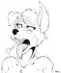  &lt;3 ahegao angel_(lady_and_the_tramp) anthro black_and_white canid canine canis disney domestic_dog female floppy_ears hair hi_res lady_and_the_tramp looking_pleasured mammal marcushunter monochrome piercing short_hair solo tongue tongue_piercing 