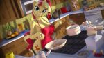  3d_(artwork) absurd_res anthro anthrofied apron apron_only blonde_hair blue_eyes clothing cooking_pot cookware cutie_mark digital_media_(artwork) equestria_girls equid equine food fruit frying_pan fur hair hasbro hi_res horn kitchen kitchen_utensils looking_at_viewer loveslove mammal mostly_nude multicolored_hair my_little_pony orange_(fruit) pineapple plant red_hair solo sunset_shimmer_(eg) tools two_tone_hair unicorn yellow_body yellow_fur 