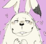 &lt;3 blush ears_down hearts_around_head humanoid iw2kmsrn kedamsky lagomorph leporid looking_back male mammal pivoted_ears rabbit round_body simple_background simple_coloring sketch smile usavich 