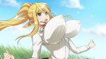  1girl absurdly_long_hair animal_ears artist_request blonde_hair blue_eyes breasts centaur centorea_shianus covered_nipples eyebrows_visible_through_hair game_cg grass high_ponytail horse_ears huge_breasts impossible_clothes long_hair monster_musume_no_iru_nichijou monster_musume_no_iru_nichijou_online official_alternate_costume official_art open_mouth outdoors pointy_ears shirt sidelocks taur very_long_hair white_shirt 