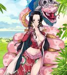  boa_hancock breasts cape cleavage epaulettes highres one_piece salome_(one_piece) skull snake 