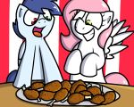  2018 avian bird chicken digital_media_(artwork) duo equine female food fried_chicken fur hair horse kfc male mammal my_little_pony open_mouth pokefound pony smile tongue 