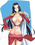  angry blush boa_hancock breasts cleavage hand_on_hip highres huge_breasts one_piece solo thigh_gap 