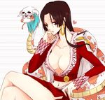  boa_hancock breasts cape cleavage epaulettes highres long_hair one_piece salome_(one_piece) skull snake 