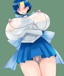  1girl bishoujo_senshi_sailor_moon blue_hair blush breasts cameltoe erect_nipples eyes_closed female gigantic_breasts highres huge_breasts large_breasts mizuno_ami nipple_vibrator nipples open_mouth pleated_skirt sailor_mercury short_hair shrimp-mayo skirt solo vibrator â€closed_eyes 