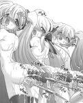  3girls akita_neru anal ass bdsm blush bondage bound collar fucking_machine hatsune_miku highres machine monochrome multiple_girls nude open_mouth pussy pussy_juice sex_machine thighhighs tongue vocaloid yowane_haku 