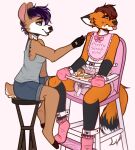  2017 ambiguous_gender anthro archived_source bib diaper digital_drawing_(artwork) digital_media_(artwork) dipstick_ears dipstick_tail duo english_text fur furniture hair high_chair markings monsterbunny multicolored_ears simple_background sitting stool tail_markings text 