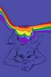  ambiguous_gender anthro ass_up biped butt cheek_tuft ear_tuft elbow_tufts eyebrows facial_tuft front_view head_tuft hi_res inner_ear_fluff lgbt_pride looking_at_viewer lying narrowed_eyes on_front oselotti partially_colored pride_colors shoulder_tuft sketch smile solo tuft 