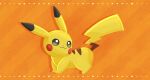  2022 back_markings brown_markings dipstick_ears fur hi_res looking_away markings multicolored_ears nintendo orange_background pattern_background pikachu pok&eacute;mon pok&eacute;mon_(species) red_cheeks ririkodraw simple_background smile solo striped_background video_games yellow_body yellow_fur 