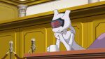  ace_attorney anthro capcom coffee_mug courtroom godot_(ace_attorney) grin hi_res leaning leaning_forward legendary_pok&eacute;mon matchstick_39 mewtwo nintendo parody pok&eacute;mon pok&eacute;mon_(species) smile smug solo video_games white_body 