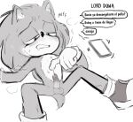  anthro any_dragonn balls blush cellphone clothing erection eulipotyphlan footwear genitals gloves handwear hedgehog hi_res humanoid_genitalia humanoid_penis male mammal masturbation monochrome penis phone sega shoes simple_background smartphone solo sonic_the_hedgehog sonic_the_hedgehog_(film) sonic_the_hedgehog_(series) spanish_text text 