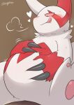  &lt;3 anthro belly belly_rub blush claws licking licking_lips matchstick_39 nintendo pawpads pink_eyes pok&eacute;mon pok&eacute;mon_(species) slightly_chubby solo tongue tongue_out video_games white-fur zangoose 