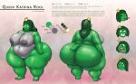  anthro areola big_breasts big_butt biped breasts butt crown curvy_figure donkey_kong_(series) english_text fan_character female front_view genitals green_body green_hair green_scales grey_areola grey_nipples hair huge_breasts huge_butt kremling long_hair model_sheet nintendo nipples nude pussy queen_katrina_rool rear_view scales scalie solo standing text thick_thighs vdisco video_games voluptuous wide_hips 