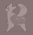  anthro balls_in_underwear balls_outline big_butt butt canid canine clothing fox genital_outline looking_back male mammal presenting presenting_hindquarters smile smirk solo solo_focus squishy_(artist) tobi_(squishy) underwear 
