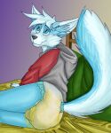  ambiguous_gender anthro archived_source bed bodily_fluids canid canine clothing detailed_background diaper digital_drawing_(artwork) digital_media_(artwork) fennec fox fur furniture genital_fluids hi_res hoodie leaking_diaper lying mammal marealeopard raised_tail smile solo topwear urine wet_diaper wetting 