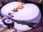 absurd_res anthro big_breasts breast_expansion breasts canid canine canis card coyote duo expansion female fox hi_res huge_breasts hyper hyper_breasts jaeh male male/female mammal tina_(jaeh) 